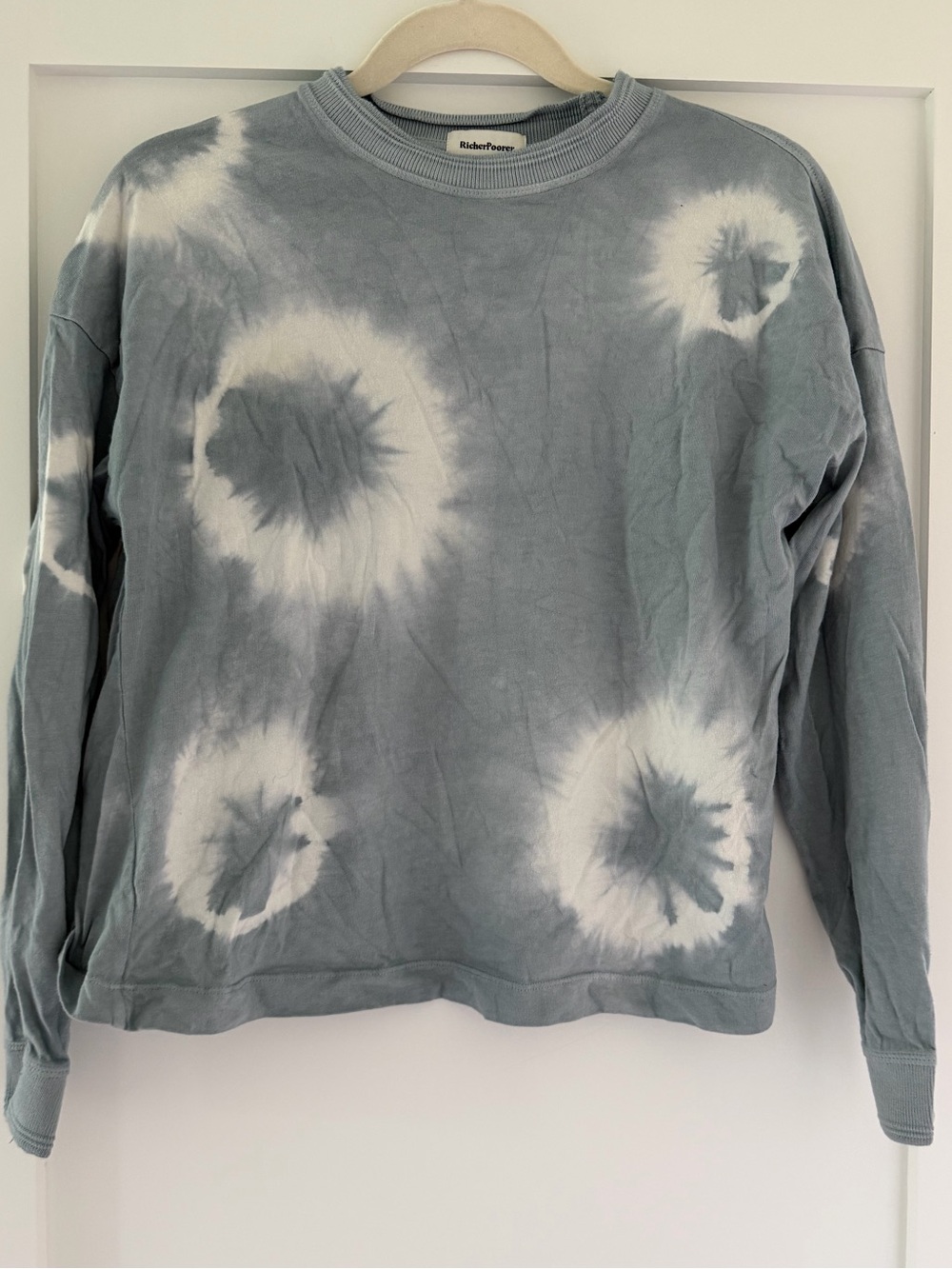 Richer Poorer Light Blue Tie-Dye Long Sleeve Crewneck Sweatshirt